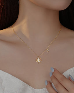 Opal Star Moon Necklace