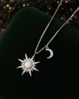 Opal Star Moon Necklace