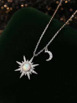 Opal Star Moon Necklace