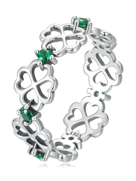 Four Leaf Clover Good Luck Band Ring