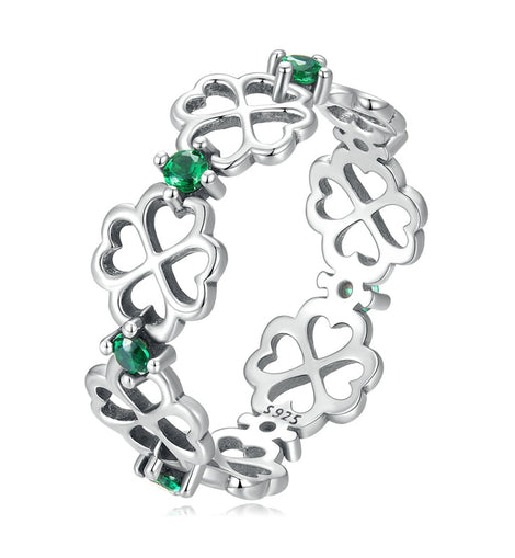 Four Leaf Clover Good Luck Band Ring