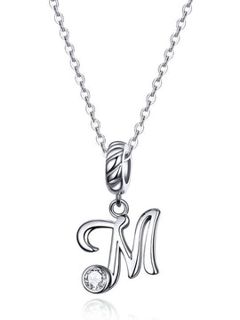 Letter A to Z Pendant Necklace Initial Long Chain Necklace Platinum Plated